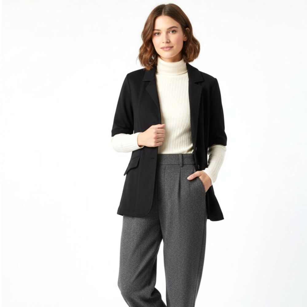 LinQ Los Angeles Cotton Modal Single Breasted Lapel Short Sleeve Ladies Blazer S